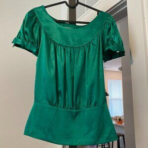 Green Satin blouse
